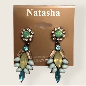 Natasha | NWT Blue Gem Statement Earrings